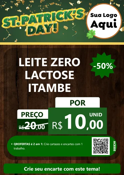 Modelo de Cartaz para Cartaz A4 Vertical com o tema St Patriks Day para Frios e Laticínios