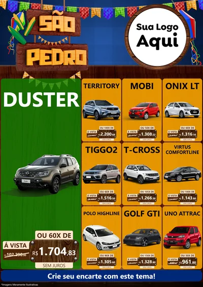 Modelo de Encarte para Encarte A4 Vertical com o tema São Pedro para Concessionaria de Carros