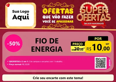 Modelo de Cartaz para Cartaz A4 Horizontal com o tema Dia dos Namorados para Materiais Elétricos