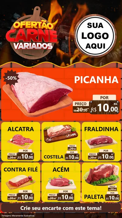Modelo de Rede Social para Stories com o tema Ofertão Carne Variados para Açougue
