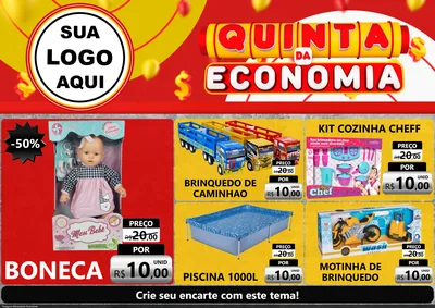 Modelo de Encarte para Encarte A4 Horizontal com o tema Quinta da Economia para Brinquedos