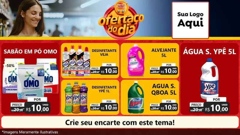 Modelo de TV para TV Horizontal com o tema Ofertaço Do Dia para Produtos de Limpeza