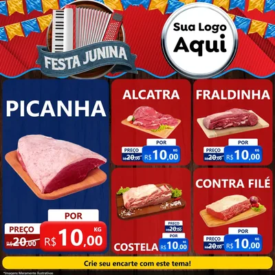 Modelo de Rede Social para Feed Facebook com o tema Festa Junina para Açougue