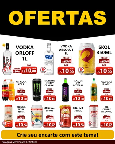 Modelo de Rede Social para Feed Instagram com o tema Ofertas Preto e Vermelho Cartaz para Distribuidora de bebidas
