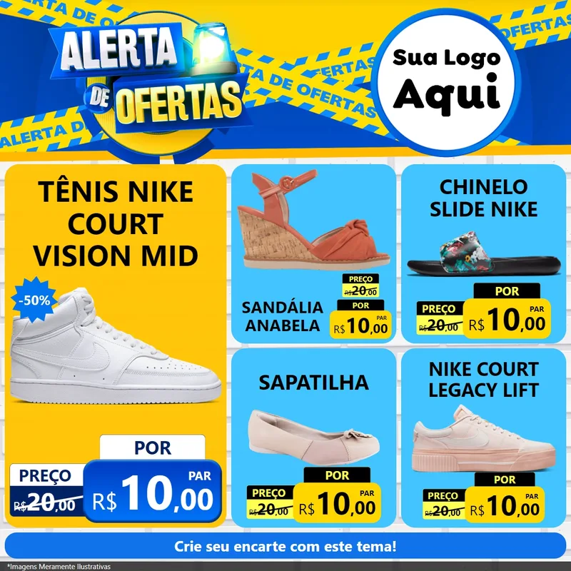Modelo de Rede Social para Feed Facebook com o tema Alerta de Ofertas para Calçados