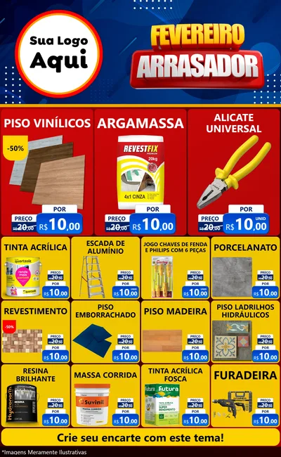 Modelo de Encarte para Encarte Grande com o tema Fevereiro Arrasador para Material para Construção