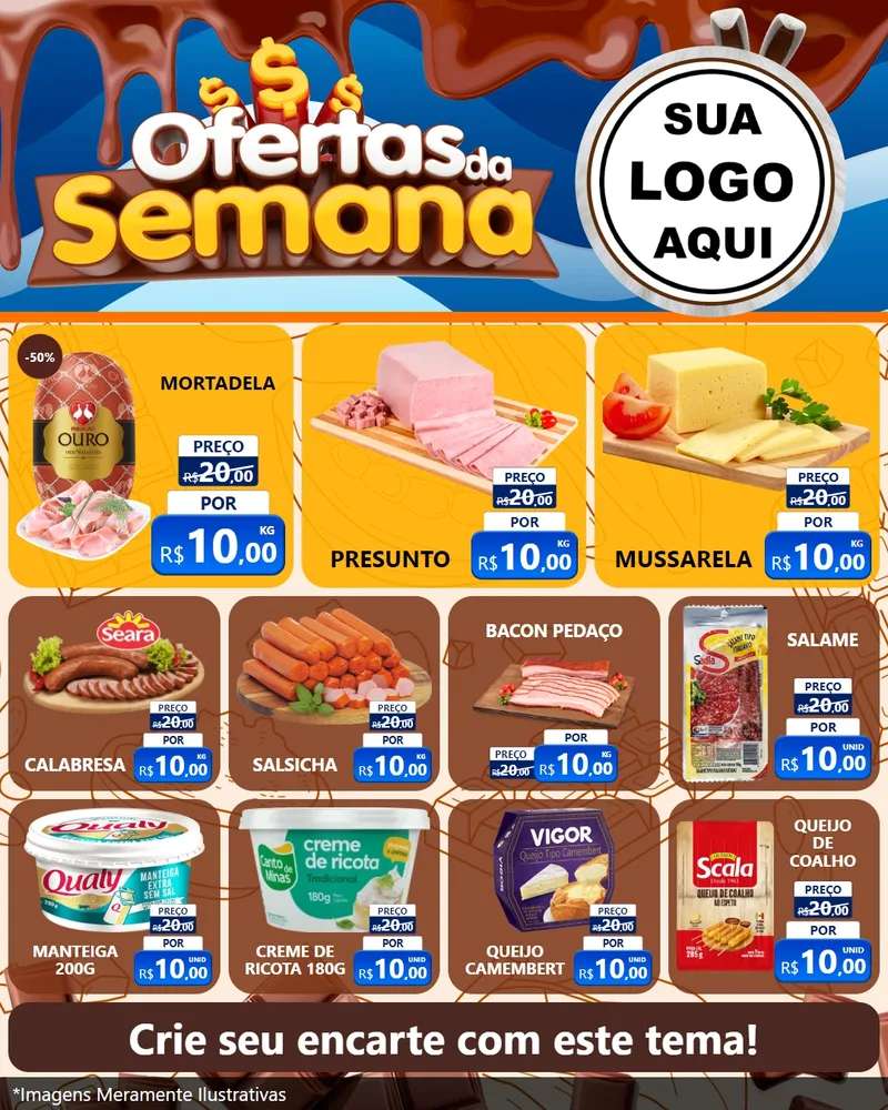 Modelo de Rede Social para Feed Instagram com o tema Ofertas da Semana - Páscoa para Frios e Laticínios