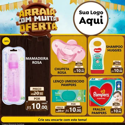 Modelo de Rede Social para Feed Facebook com o tema Ofertas de São João - Junina para Bebês