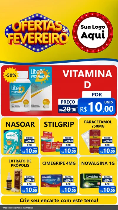 Modelo de Rede Social para Stories com o tema Ofertas de Fevereiro para Farmácia