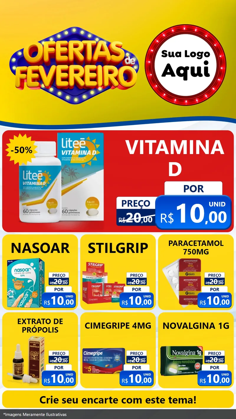 Modelo de Rede Social para Stories com o tema Ofertas de Fevereiro para Farmácia
