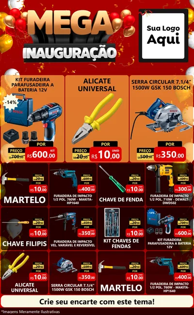 Modelo de Encarte para Encarte Grande com o tema Mega Inauguração para Maquinas e Ferramentas