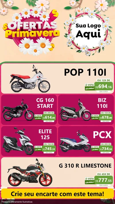 Modelo de TV para TV Vertical com o tema Ofertas de Primavera para Concessionaria de Motos