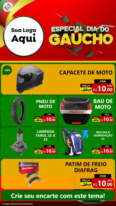 Modelo de TV para TV Vertical com o tema Especial Dia do Gaúcho para Moto peças