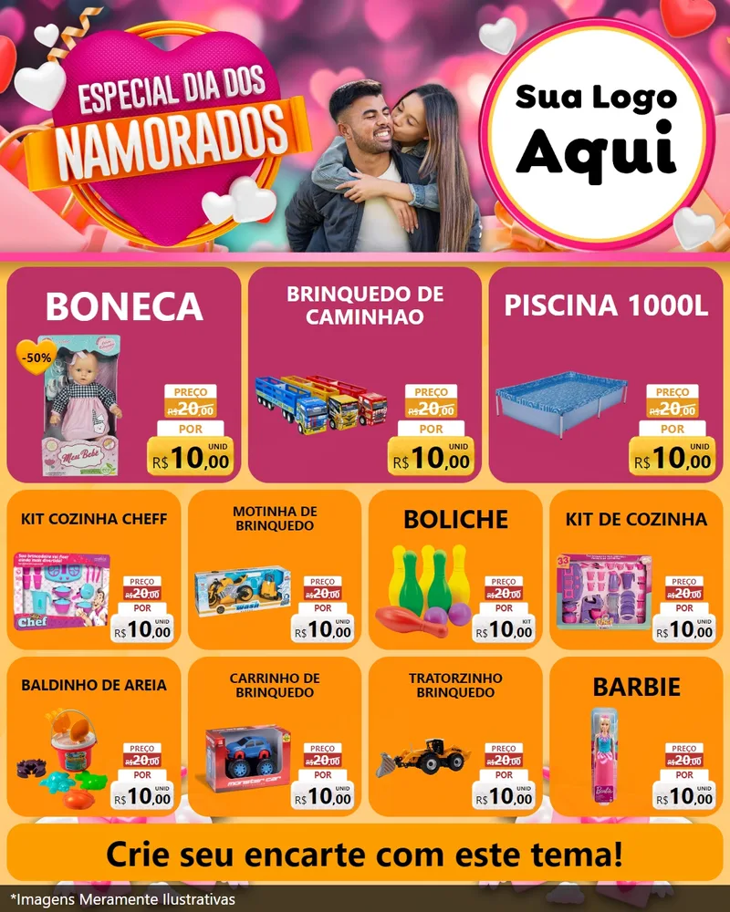 Modelo de Rede Social para Feed Instagram com o tema Especial Dia dos Namorados para Brinquedos