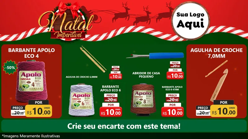 Modelo de TV para TV Horizontal com o tema Natal Imperdível para Armarinho e Aviamentos