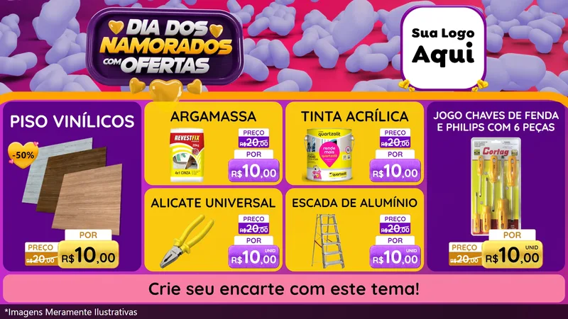 Modelo de TV para TV Horizontal com o tema Dia Dos Namorados Com Ofertas para Material para Construção
