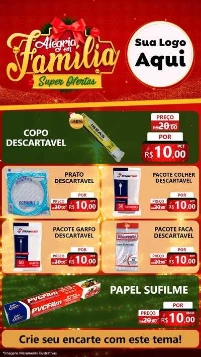 Modelo de TV para TV Vertical com o tema Alegria em Família Super Ofertas - Natal para Embalagens