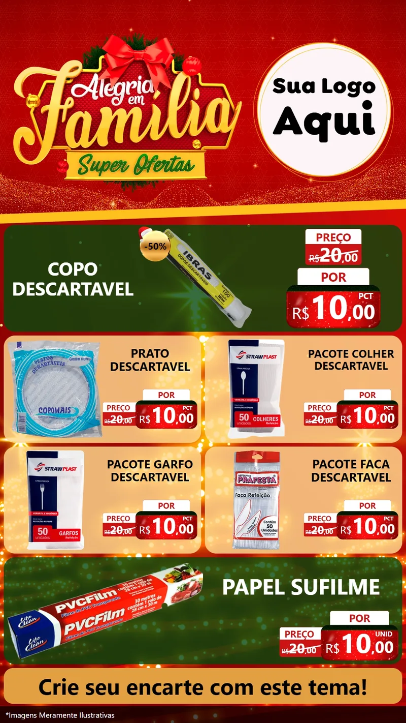 Modelo de TV para TV Vertical com o tema Alegria em Família Super Ofertas - Natal para Embalagens