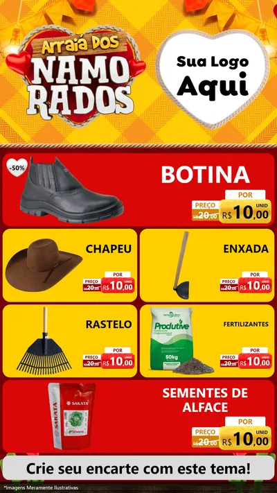 Modelo de TV para TV Vertical com o tema Arraiá dos Namorados para Agropecuária