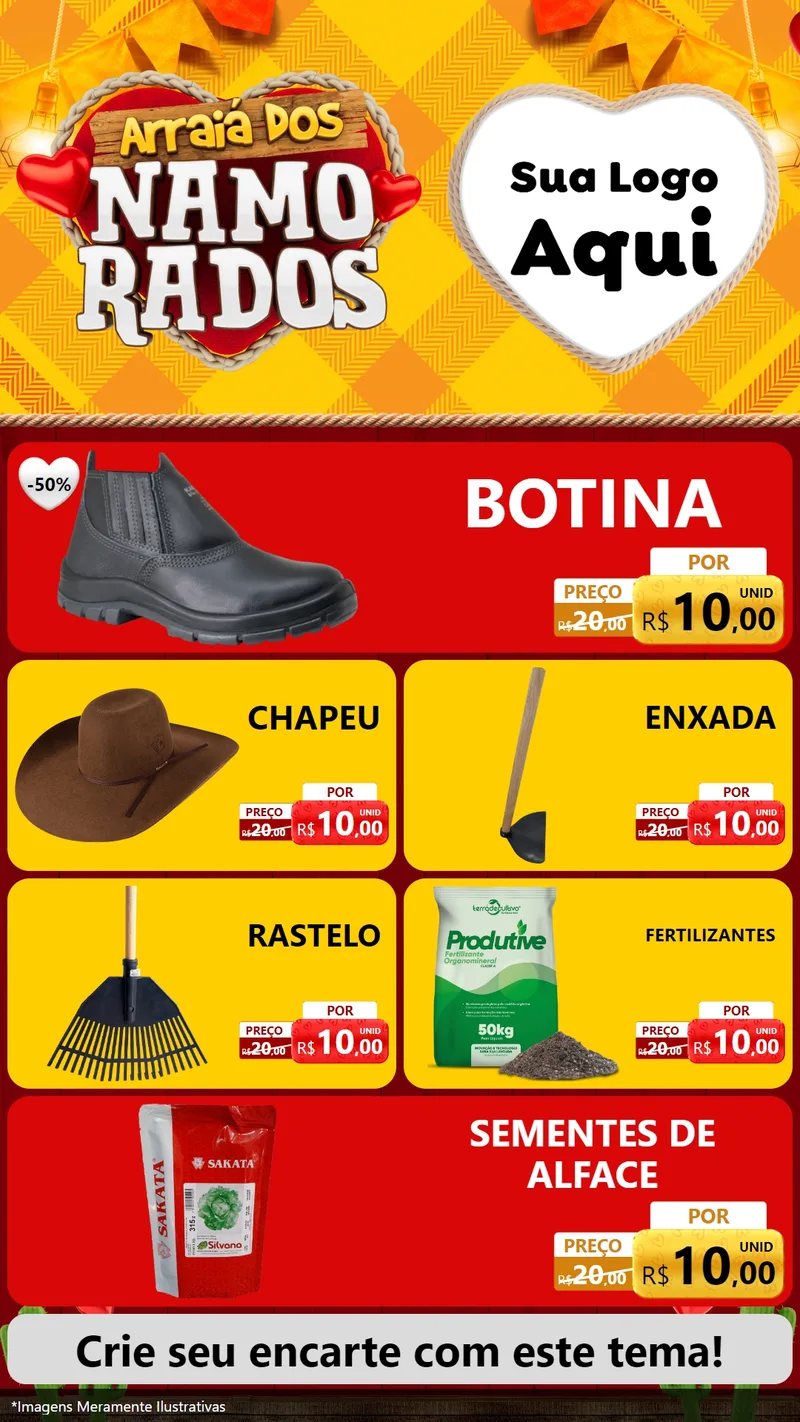 Modelo de TV para TV Vertical com o tema Arraiá dos Namorados para Agropecuária