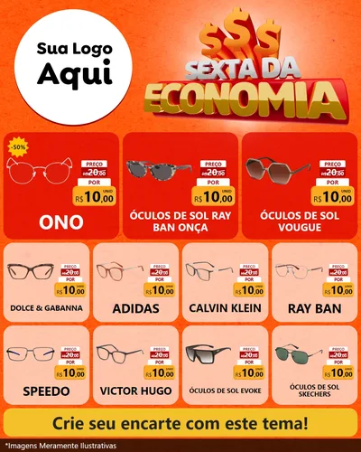 Modelo de Rede Social para Feed Instagram com o tema Sexta da Economia para Óticas