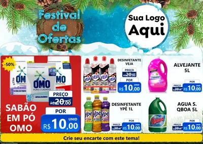 Modelo de Encarte para Encarte A4 Horizontal com o tema Festival de Ofertas - Inverno para Produtos de Limpeza