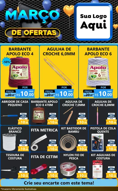Modelo de Encarte para Encarte Grande com o tema Março de Ofertas para Armarinho e Aviamentos