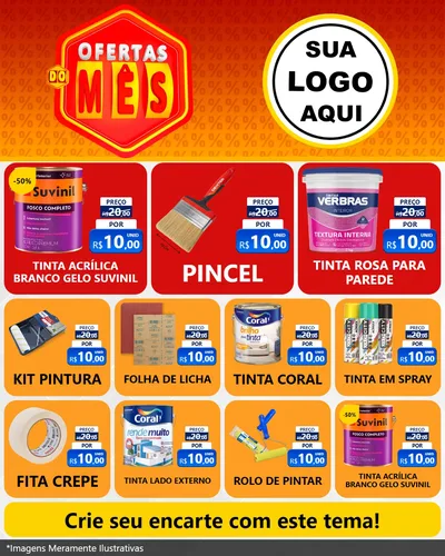 Modelo de Rede Social para Feed Instagram com o tema Ofertas do Mês para Tintas e Ferramentas