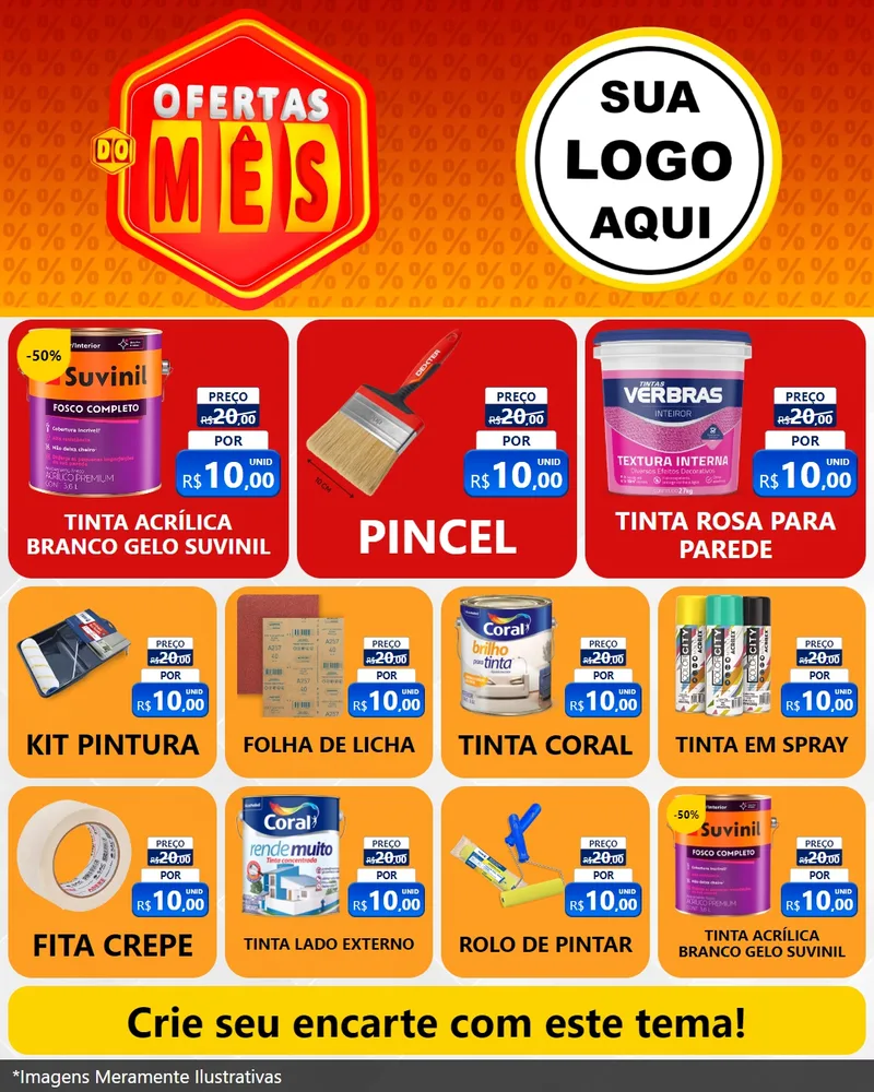 Modelo de Rede Social para Feed Instagram com o tema Ofertas do Mês para Tintas e Ferramentas