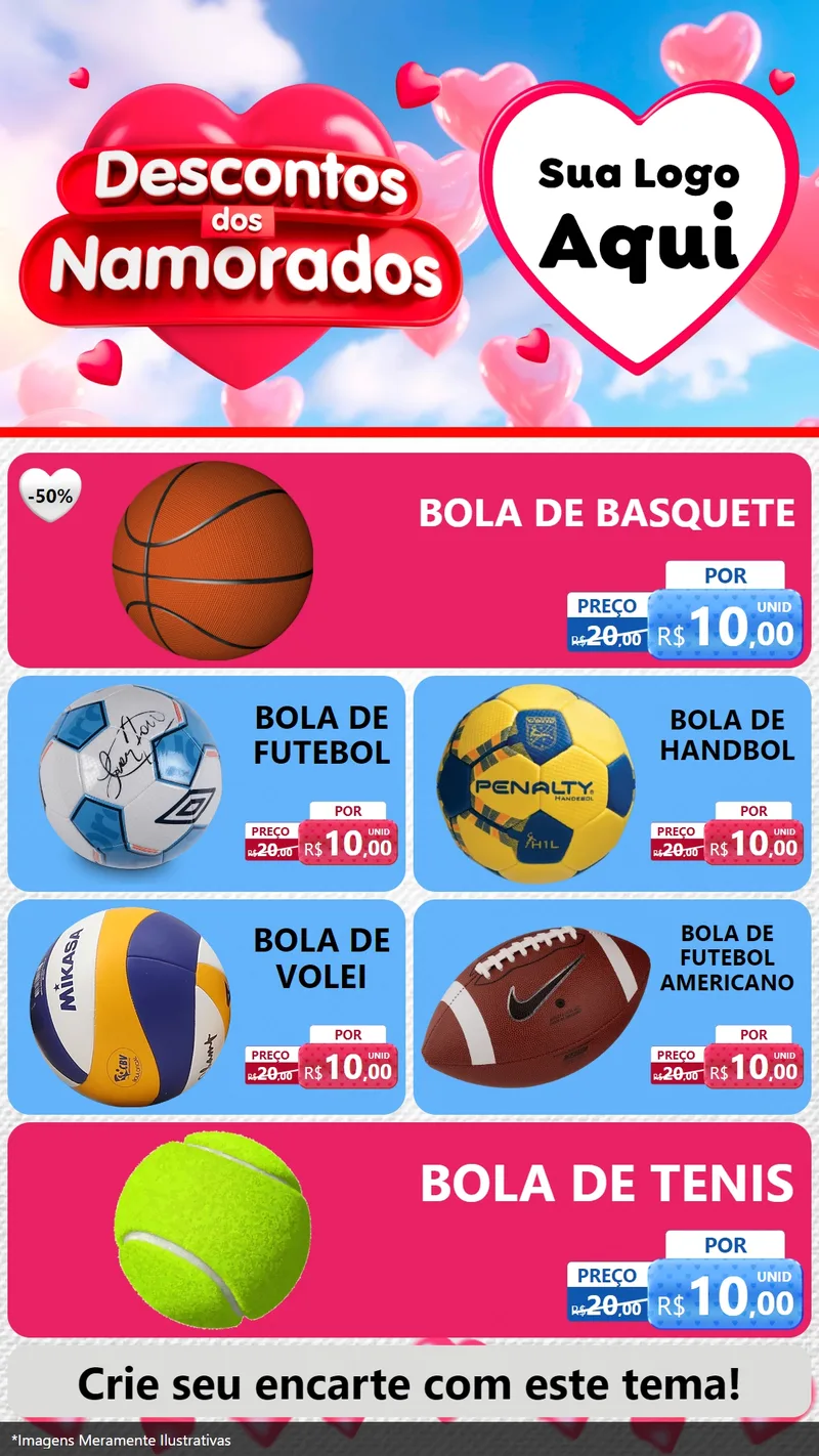 Modelo de TV para TV Vertical com o tema Descontos dos Namorados para Artigos Esportivos
