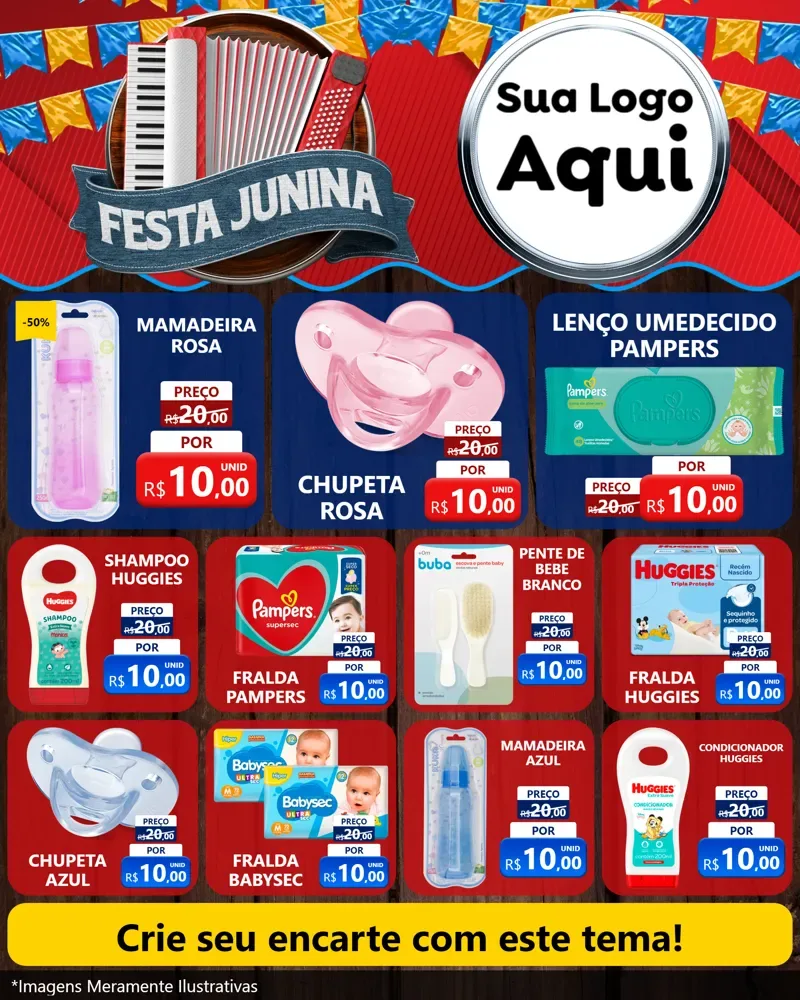 Modelo de Rede Social para Feed Instagram com o tema Festa Junina para Bebês