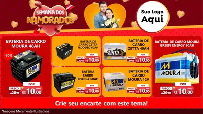 Modelo de TV para TV Horizontal com o tema Semana dos Namorados para Baterias Elétricas