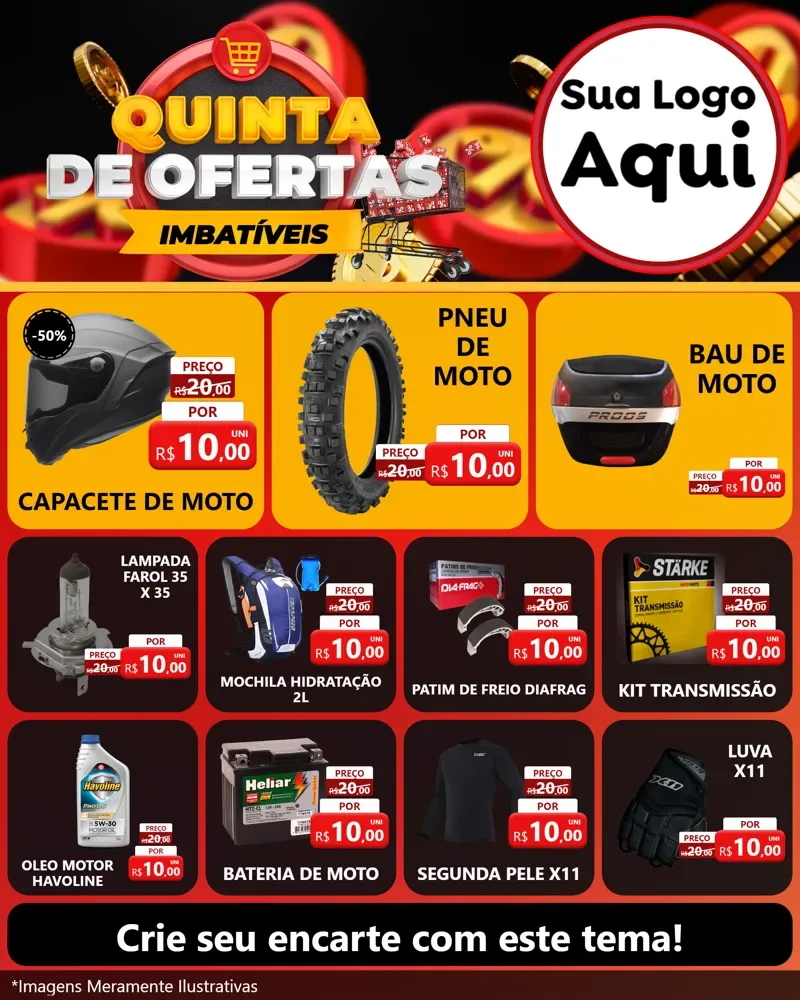 Modelo de Rede Social para Feed Instagram com o tema Quinta de Ofertas Imbatíveis para Moto peças