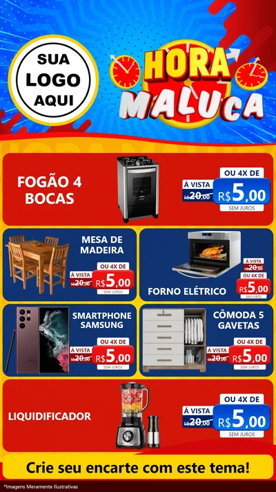 Modelo de TV para TV Vertical com o tema Hora Maluca para Móveis e Eletro