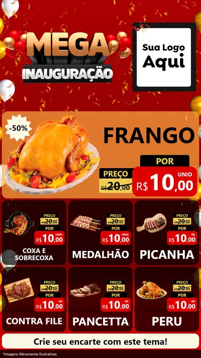 Modelo de Rede Social para Stories com o tema Mega Inauguração para Assados