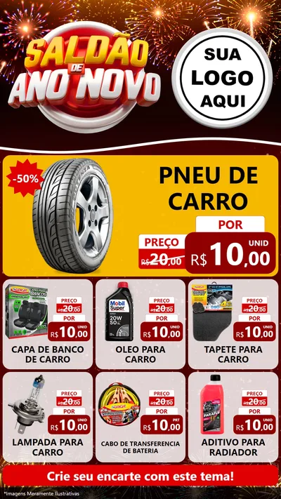 Modelo de Rede Social para Stories com o tema Saldão de Ano Novo para Auto peças