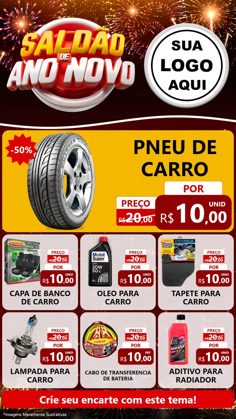 Modelo de Rede Social para Stories com o tema Saldão de Ano Novo para Auto peças