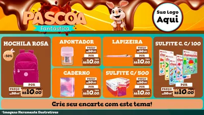 Modelo de TV para TV Horizontal com o tema Páscoa Fantástica para Papelaria