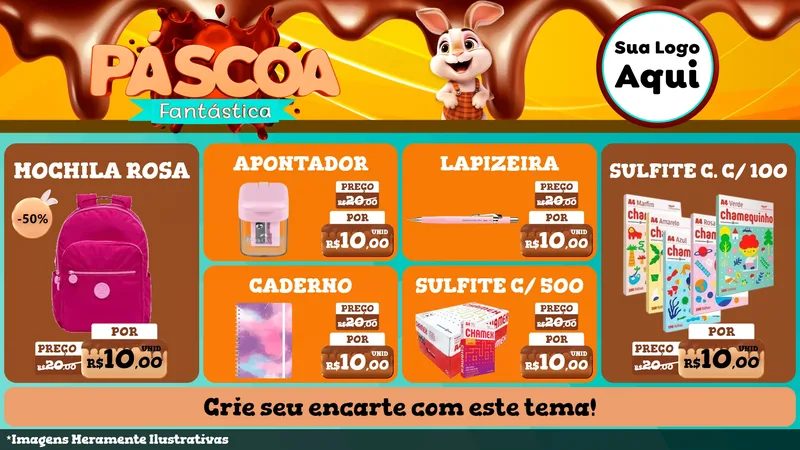 Modelo de TV para TV Horizontal com o tema Páscoa Fantástica para Papelaria