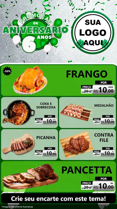 Modelo de TV para TV Vertical com o tema Promoção de Aniversário - 6 Anos para Assados