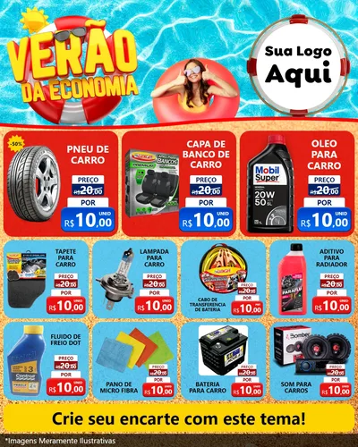 Modelo de Rede Social para Feed Instagram com o tema Verão da Economia para Auto peças