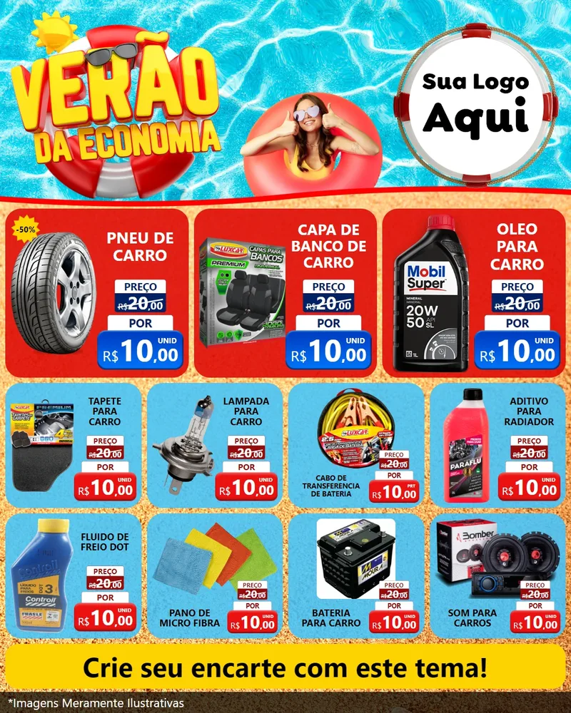 Modelo de Rede Social para Feed Instagram com o tema Verão da Economia para Auto peças