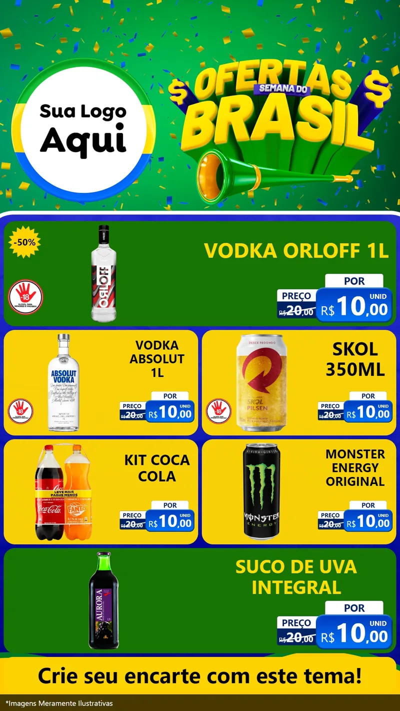 Modelo de TV para TV Vertical com o tema Ofertas Semana do Brasil para Distribuidora de bebidas