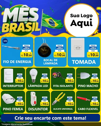 Modelo de Rede Social para Feed Instagram com o tema Mês do Brasil para Materiais Elétricos