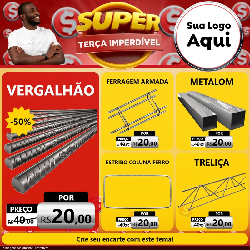 Modelo de Rede Social para Feed Facebook com o tema Super Terça Imperdível para Ferragens