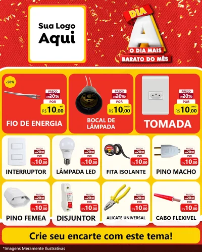 Modelo de Rede Social para Feed Instagram com o tema Dia A o Dia Mais Barato do Mês para Materiais Elétricos