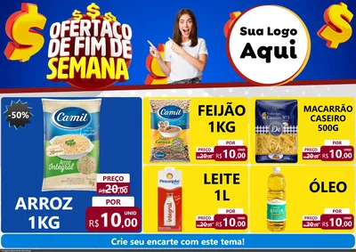 Modelo de Encarte para Encarte A4 Horizontal com o tema Ofertaço de Fim de Semana para Supermercado