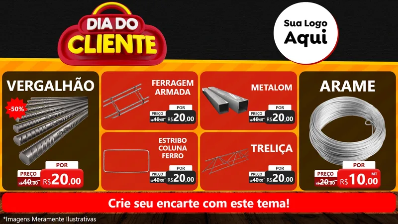 Modelo de TV para TV Horizontal com o tema Dia do Cliente para Ferragens