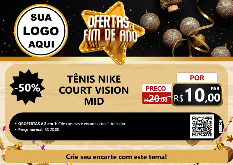 Modelo de Cartaz para Cartaz A4 Horizontal com o tema Ofertas de Fim de Ano para Calçados