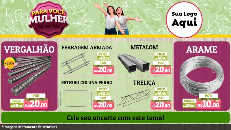 Modelo de TV para TV Horizontal com o tema Para Você Mulher para Ferragens